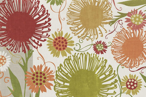 Flower Shower II White Modern Wood Framed Art Print with Double Matting by Sasha