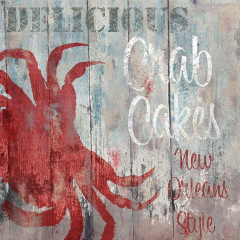 New Orleans Seafood II Black Modern Wood Framed Art Print with Double Matting by Sasha