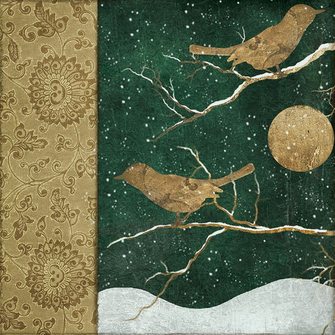 Birds of Winter I White Modern Wood Framed Art Print with Double Matting by Sasha