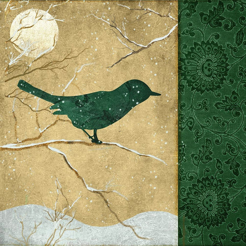 Birds of Winter II White Modern Wood Framed Art Print with Double Matting by Sasha