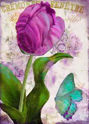 Parrot Tulips II Black Ornate Wood Framed Art Print with Double Matting by Sasha