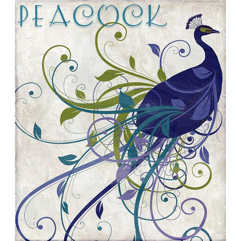 Peacock Nouveau I White Modern Wood Framed Art Print by Sasha