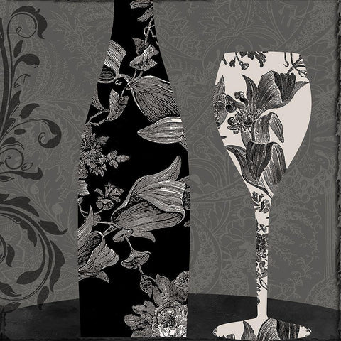 Vin Elegant II Gold Ornate Wood Framed Art Print with Double Matting by Sasha