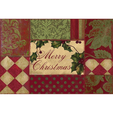 Merry Christmas Patchwork I White Modern Wood Framed Art Print by Sasha