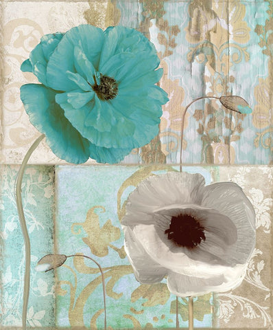 Beach Poppies II Black Ornate Wood Framed Art Print with Double Matting by Sasha