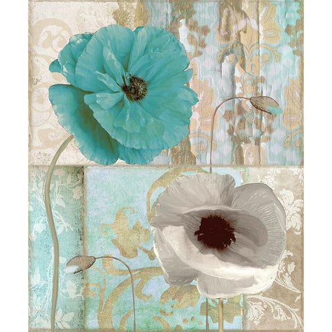 Beach Poppies II Black Modern Wood Framed Art Print with Double Matting by Sasha