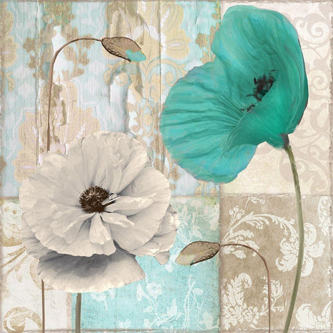 Beach Poppies III White Modern Wood Framed Art Print by Sasha