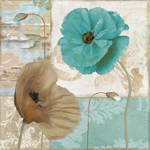 Beach Poppies IV White Modern Wood Framed Art Print with Double Matting by Sasha