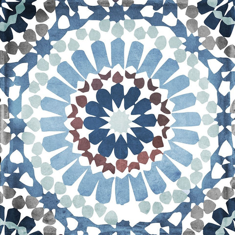 Moroccan Blues IV White Modern Wood Framed Art Print with Double Matting by Sasha