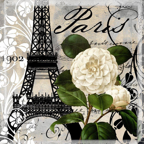 Paris Blanc I Black Modern Wood Framed Art Print with Double Matting by Sasha