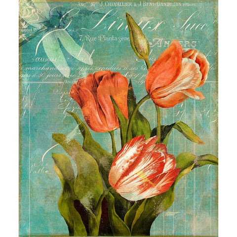 Tulips Ablaze III Gold Ornate Wood Framed Art Print with Double Matting by Sasha
