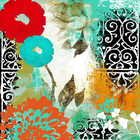 Bali I Black Ornate Wood Framed Art Print with Double Matting by Sasha
