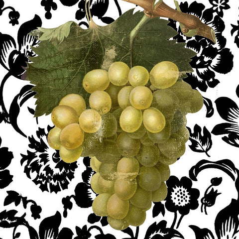 Grape Suzette II White Modern Wood Framed Art Print with Double Matting by Sasha