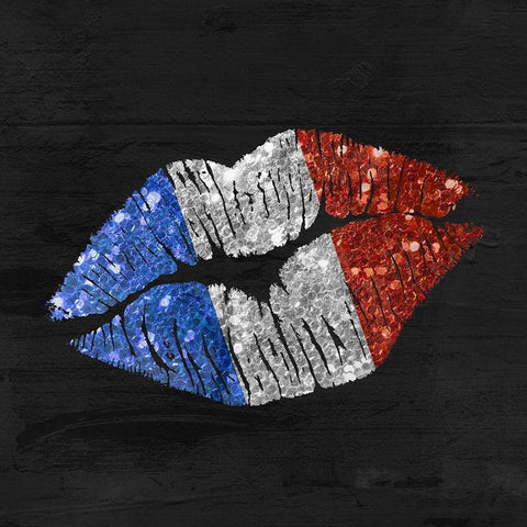 French Kiss Black Modern Wood Framed Art Print by Sasha