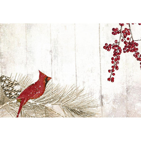 Cardinal Christmas V Black Modern Wood Framed Art Print with Double Matting by Sasha