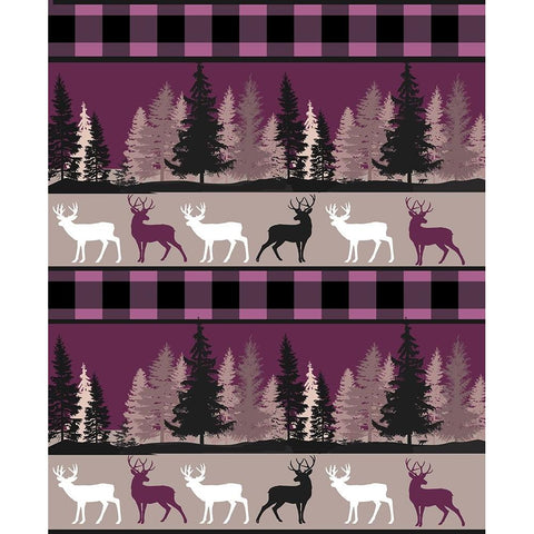 Burgundy Deer Black Modern Wood Framed Art Print with Double Matting by Sasha