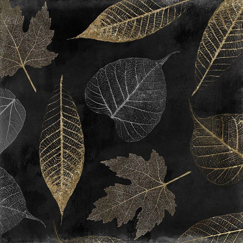 Autumn Gold Black Background Black Modern Wood Framed Art Print by Sasha