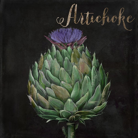 Medley_Artichoke Black Ornate Wood Framed Art Print with Double Matting by Sasha