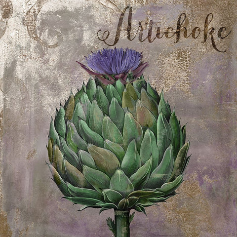 Medley_Gold_Artichoke Black Ornate Wood Framed Art Print with Double Matting by Sasha