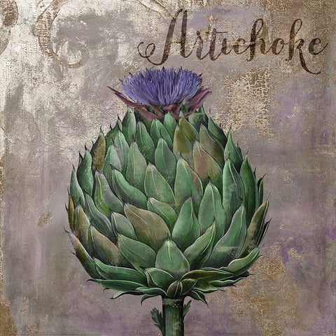 Medley_Gold_Artichoke White Modern Wood Framed Art Print by Sasha