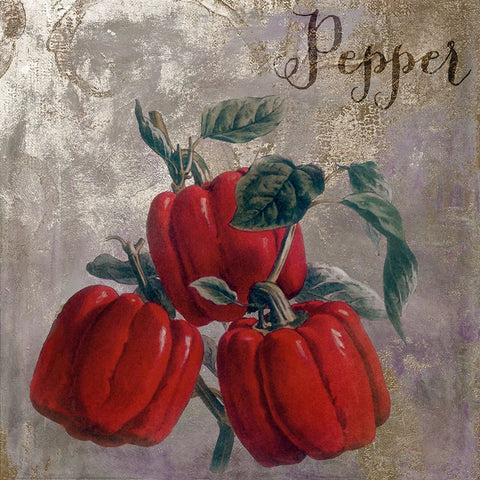 Medley_Gold_peppers White Modern Wood Framed Art Print with Double Matting by Sasha