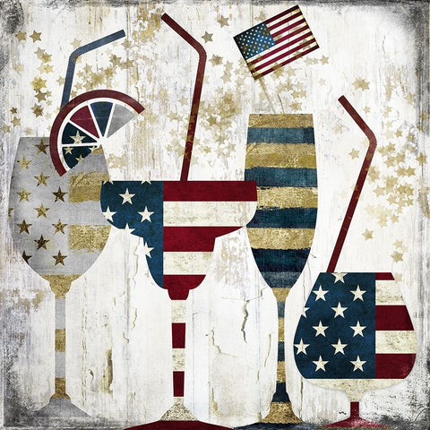 American Party White Modern Wood Framed Art Print with Double Matting by Sasha