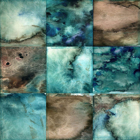 Sea Patches I Black Modern Wood Framed Art Print with Double Matting by Sasha