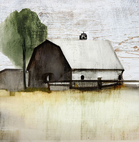 The White Barn I White Modern Wood Framed Art Print with Double Matting by Sasha