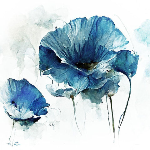 Sky Poppies I Black Modern Wood Framed Art Print by Sasha