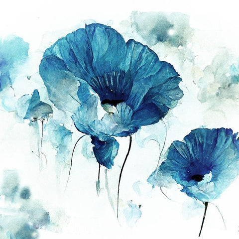 Sky Poppies II Gold Ornate Wood Framed Art Print with Double Matting by Sasha