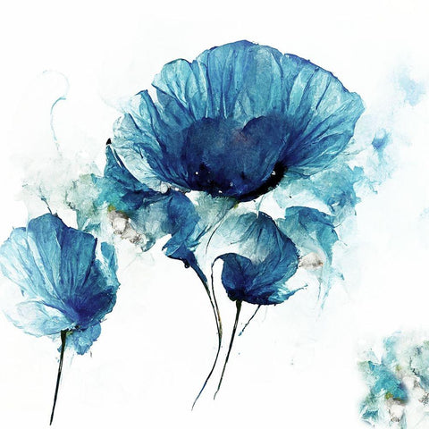 Sky Poppies III Black Modern Wood Framed Art Print by Sasha