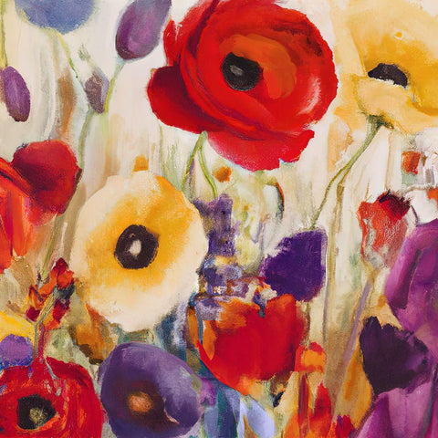 Poppy Palace I Black Modern Wood Framed Art Print by Sasha