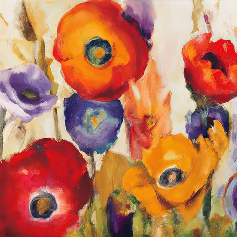 Poppy Palace II Black Modern Wood Framed Art Print by Sasha