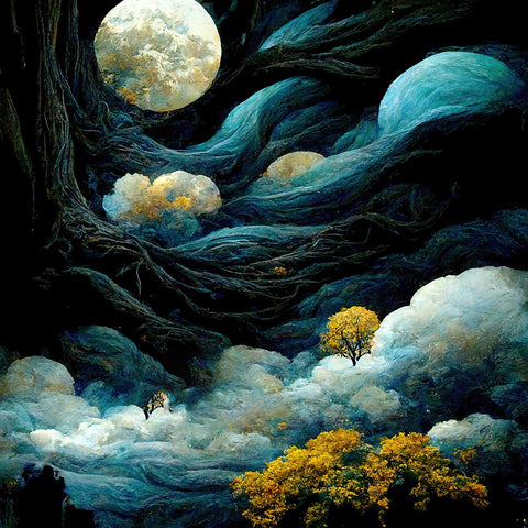 Climb to the Moon White Modern Wood Framed Art Print with Double Matting by Sasha