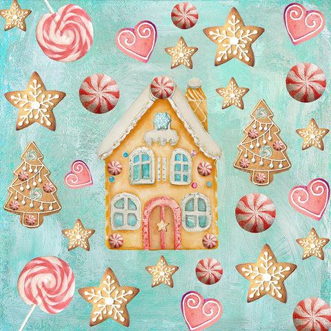 Gingerbread Land I White Modern Wood Framed Art Print with Double Matting by Sasha