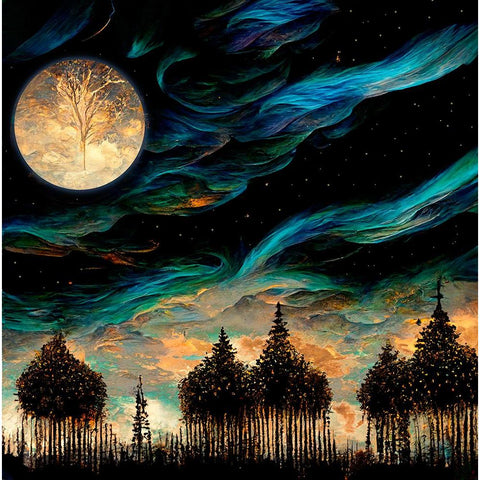 Fairy Forest III Black Modern Wood Framed Art Print with Double Matting by Sasha