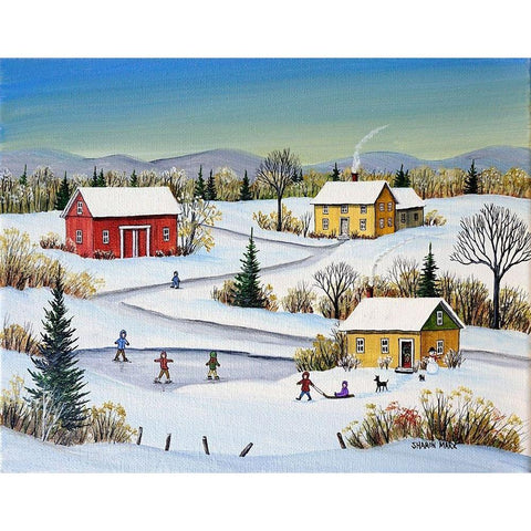 A Good Skating Day Gold Ornate Wood Framed Art Print with Double Matting by Mark, Sharon