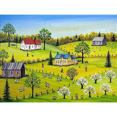 Apple Blossom Time Gold Ornate Wood Framed Art Print with Double Matting by Mark, Sharon