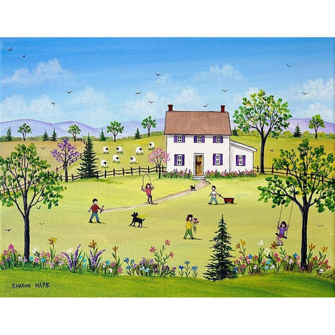 Beautiful Day to Play Black Modern Wood Framed Art Print by Mark, Sharon