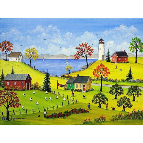 Bucolic Autumn Black Modern Wood Framed Art Print with Double Matting by Mark, Sharon