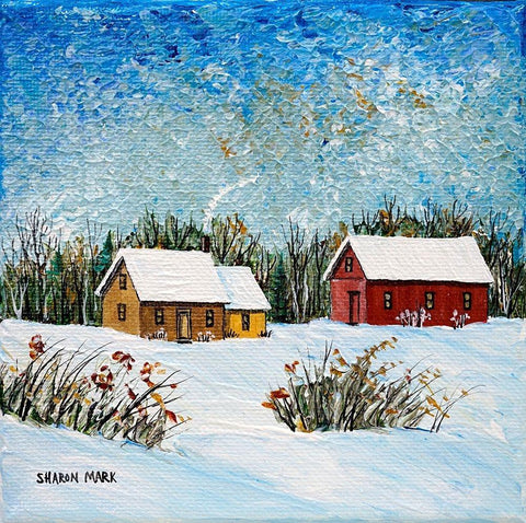 Days End White Modern Wood Framed Art Print with Double Matting by Mark, Sharon