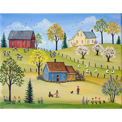 Everythings Blooming Black Modern Wood Framed Art Print by Mark, Sharon