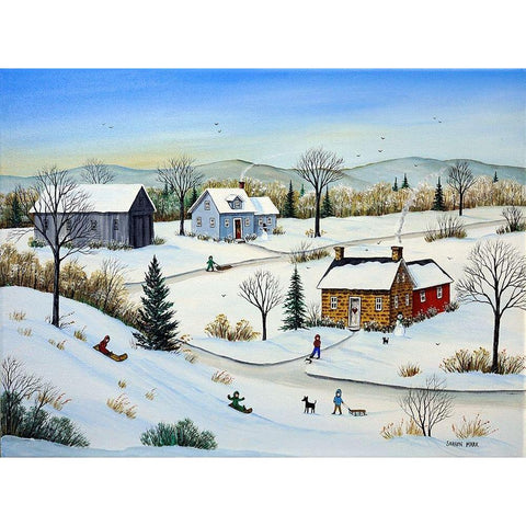 Fun on the Hill White Modern Wood Framed Art Print by Mark, Sharon