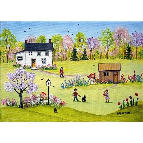 In the Garden Black Modern Wood Framed Art Print with Double Matting by Mark, Sharon