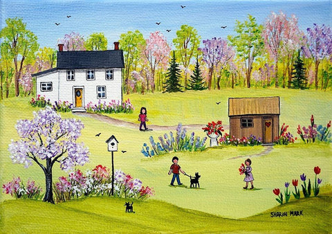 In the Garden White Modern Wood Framed Art Print with Double Matting by Mark, Sharon