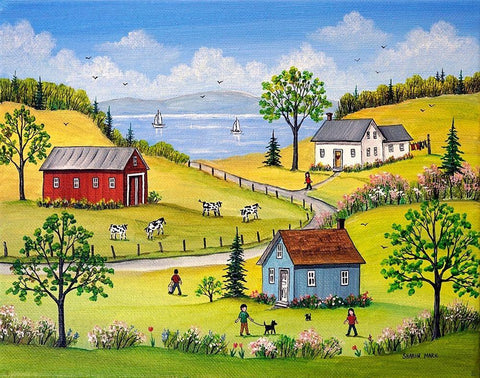 Lakeside Black Ornate Wood Framed Art Print with Double Matting by Mark, Sharon