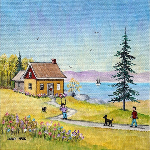 Little Cottage Black Modern Wood Framed Art Print with Double Matting by Mark, Sharon
