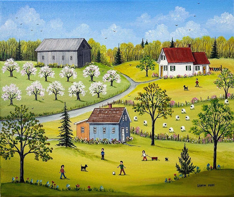 Orchard Blossoms Black Ornate Wood Framed Art Print with Double Matting by Mark, Sharon