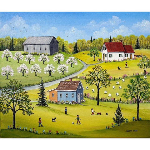 Orchard Blossoms Black Modern Wood Framed Art Print with Double Matting by Mark, Sharon