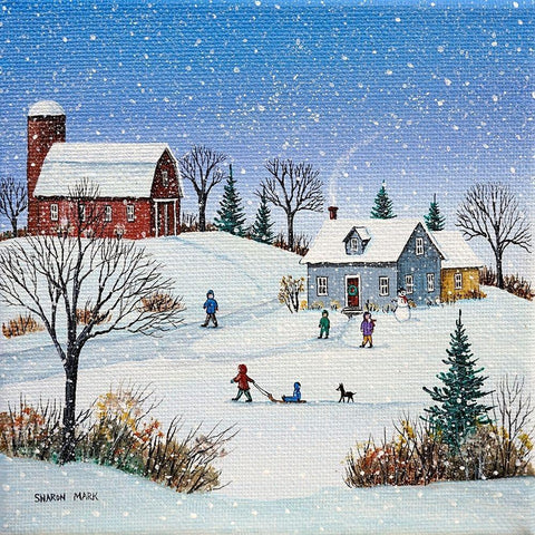 Our Winter Home Black Modern Wood Framed Art Print with Double Matting by Mark, Sharon